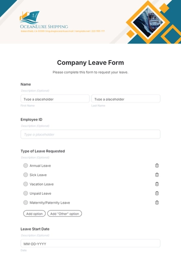 Free Company Leave Form Template to Edit Online