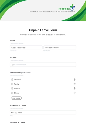 Free Unpaid Leave Form Template to Edit Online