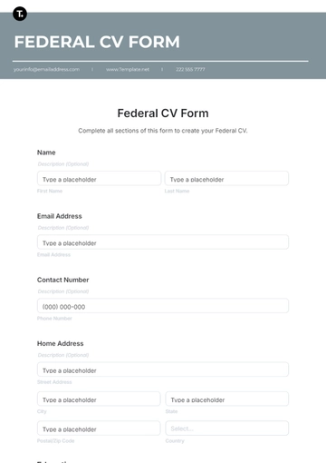 Free Federal CV Form Template to Edit Online