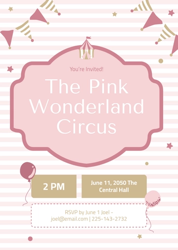Free Aesthetic Pink Circus Invitation Template to Edit Online