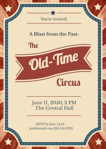 Free Old Time Circus Invitation Template to Edit Online