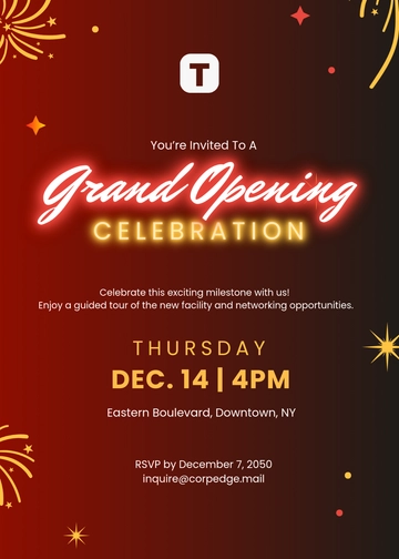 Free Grand Opening Corporate Invitation Template to Edit Online