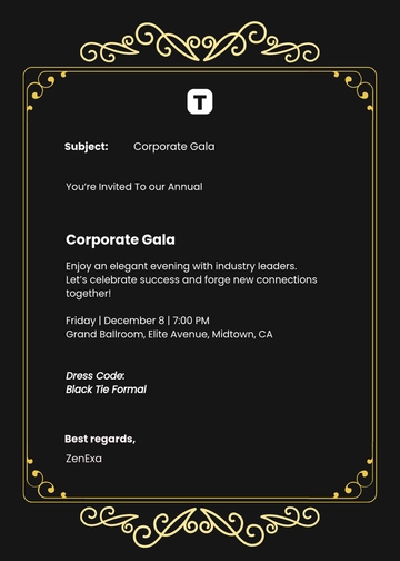 Free Corporate Invitation Email Template to Edit Online
