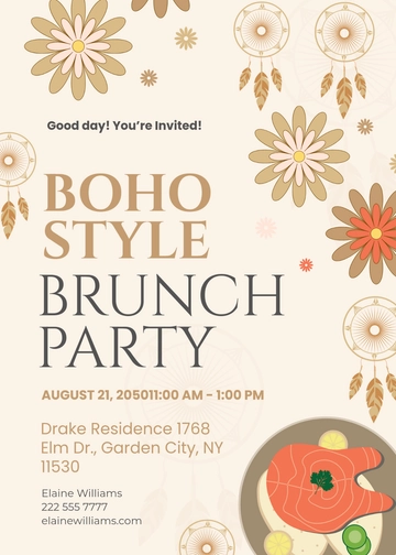 Free Boho Brunch Invitation Template to Edit Online