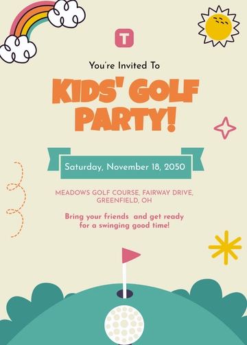 Free Colorful Golf Invitation for Kids Template to Edit Online