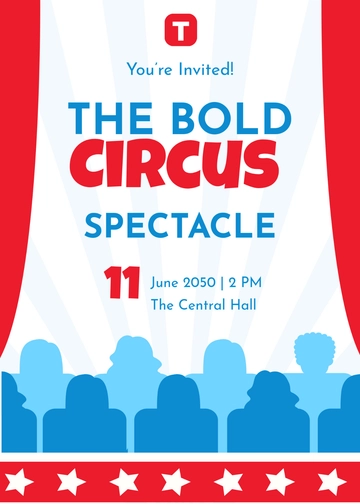 Free Red and Blue Circus Invitation Template to Edit Online