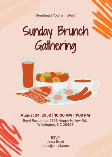 Free Brunch Invitation Template with Text to Edit Online
