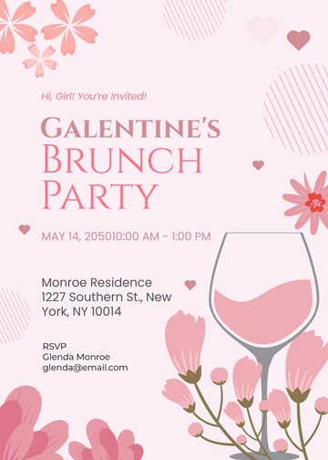 Free Galantine's Brunch Invitation Template for Ladies to Edit Online