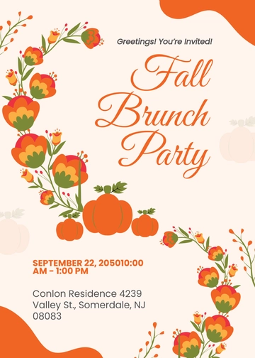 Free Simple Fall Brunch Invitation Template to Edit Online