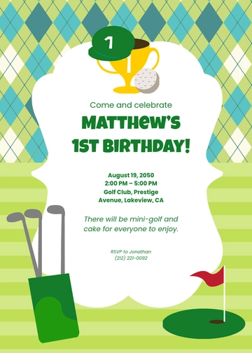 Free First Birthday Golf Invitation Template to Edit Online