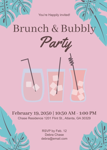 Free Brunch and Bubbly Invitation Template to Edit Online