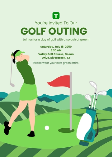 Free Green Golf Invitation Template to Edit Online