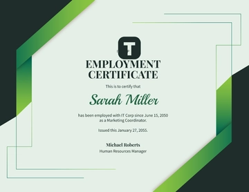 Free Simple Employment Certificate for Job Application Template to Edit Online