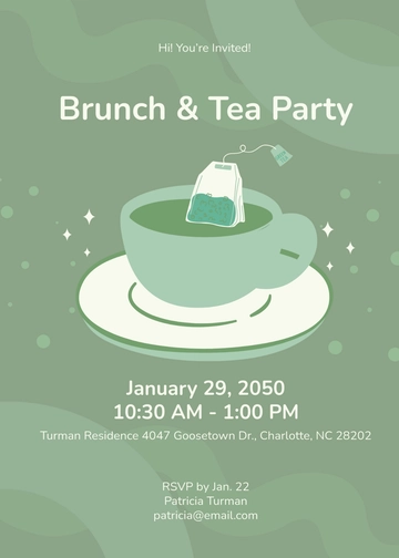 Free Tea Party Brunch Invitation Template to Edit Online