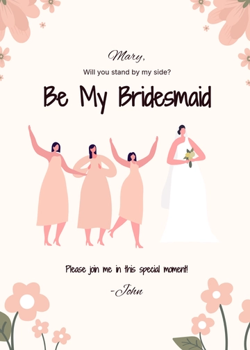 Free Aesthetic Be My Bridesmaid Party Invitation Template to Edit Online