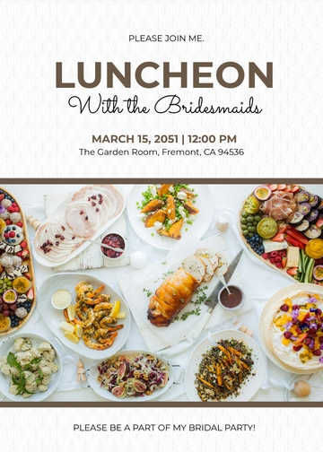 Free Professional Be My Bridesmaid Luncheon Invitation Template to Edit Online