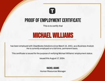Free Proof of Employment Certificate Template to Edit Online