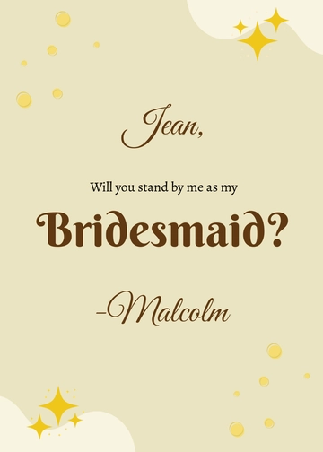 Free Be My Bridesmaid Invitation Template with Request to Edit Online
