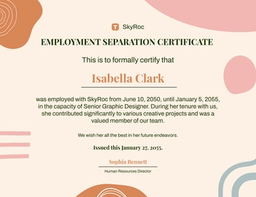 Free Aesthetic Employment Separation Certificate Template to Edit Online