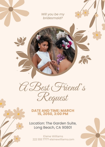 Free Be My Bridesmaid Invitation Template for Best Friend to Edit Online