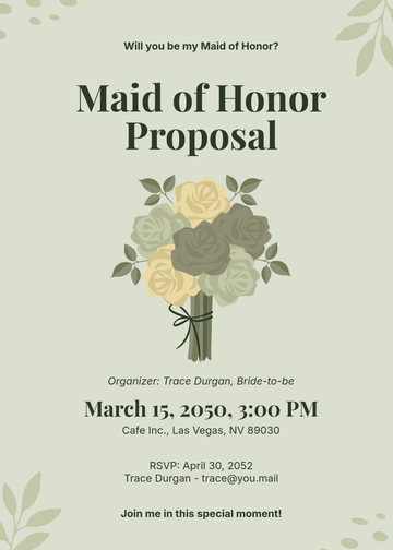 Free Be My Bridesmaid Invitation Template for Maid of Honor to Edit Online