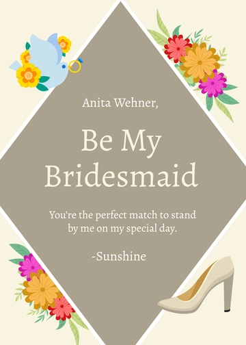 Free Colorful DIY Be My Bridesmaid Invitation Template to Edit Online
