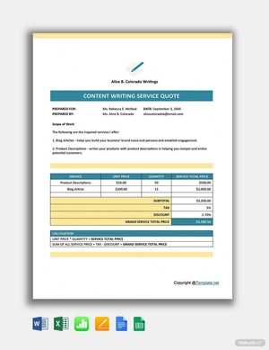 Sample Freelance Quote Template