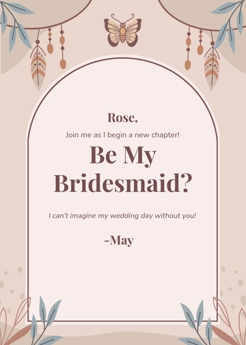 Free Creative Be My Bridesmaid Boho Invitation Template to Edit Online