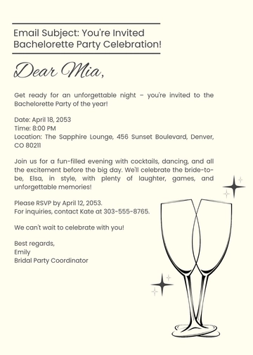 Free Bachelorette Invitation Email Template to Edit Online
