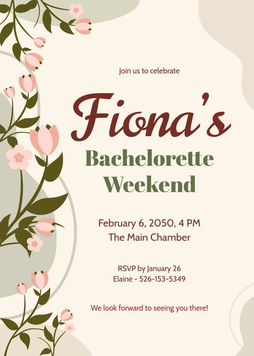 Free Aesthetic Floral Bachelorette Invitation Template to Edit Online