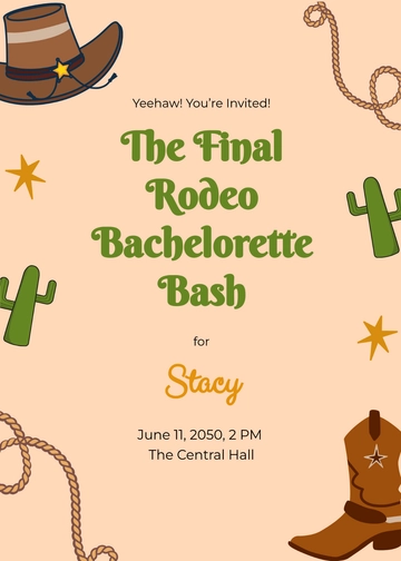 Free Last Rodeo Bachelorette Invitation Template to Edit Online