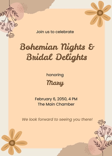 Free Bohemian Bachelorette Invitation Template to Edit Online