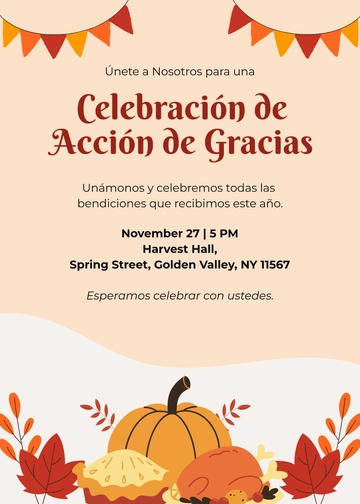 Free Spanish Thanksgiving Invitation Template to Edit Online