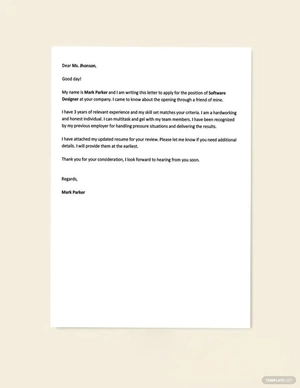 Application Letter Template For a Job Vacancy