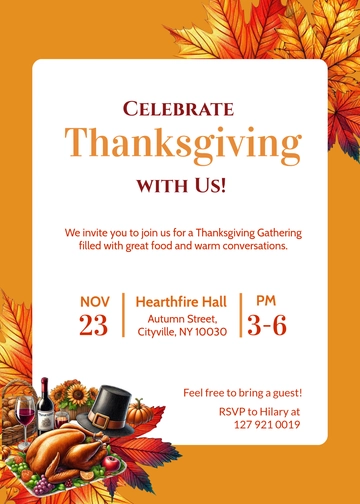 Free Elegant Thanksgiving Invitation Template to Edit Online