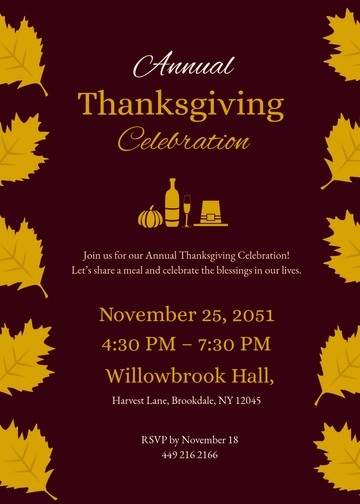 Free Thanksgiving Celebration Invitation Template to Edit Online
