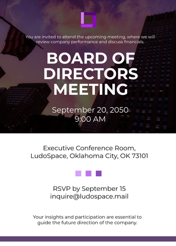 Free Modern Board Meeting Invitation Template to Edit Online