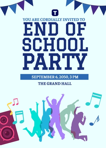 Free End of Year Party School Invitation Template to Edit Online
