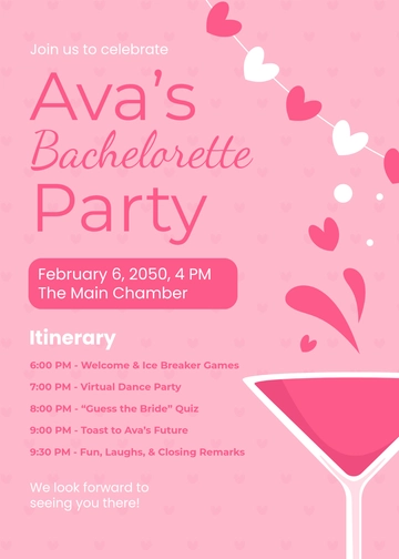 Free Bachelorette Invitation with Itinerary Template to Edit Online