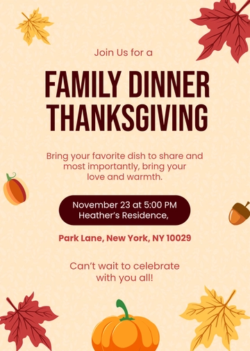 Free Thanksgiving Family Gathering Invitation Template to Edit Online
