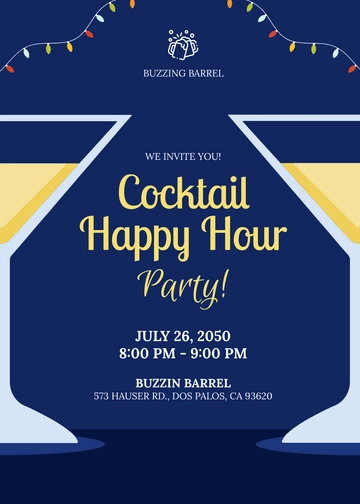 Free Cocktail Party Happy Hour Invitation Template to Edit Online