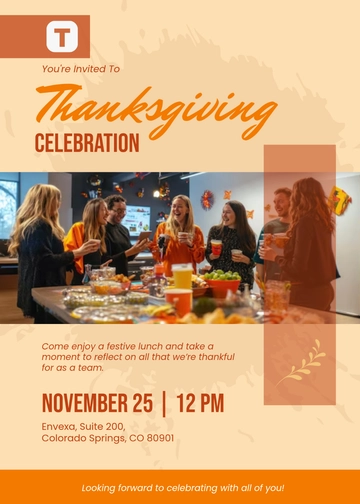 Free Office Thanksgiving Event Invitation Template to Edit Online