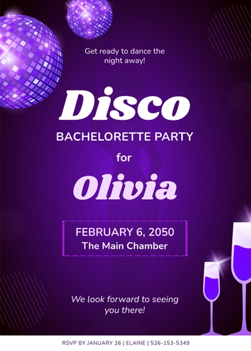 Free Bachelorette Disco Invitation Template to Edit Online