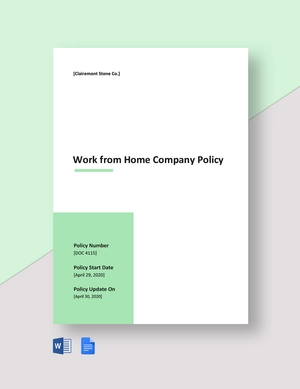 Professional Generic Work from Home Policy Template