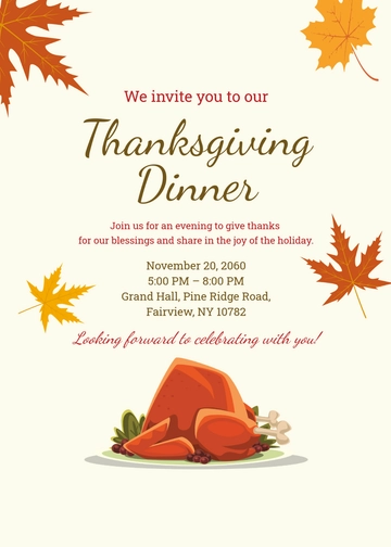 Free Minimalist Thanksgiving Invitation Template to Edit Online