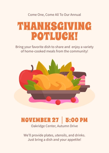 Free Potluck Thanksgiving Invitation Template to Edit Online