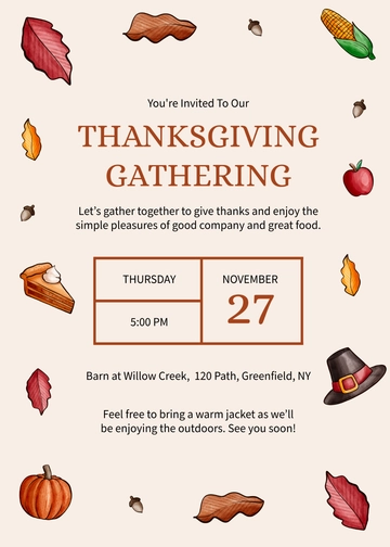 Free Rustic Thanksgiving Invitation Template to Edit Online