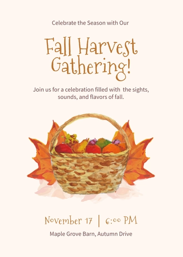 Free Fall-Themed Thanksgiving Invitation Template to Edit Online