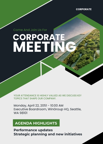 Free Aesthetic Corporate Meeting Invitation Template to Edit Online
