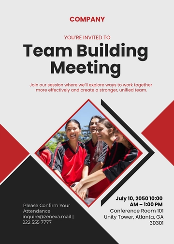 Free Team Building Meeting Invitation Template to Edit Online